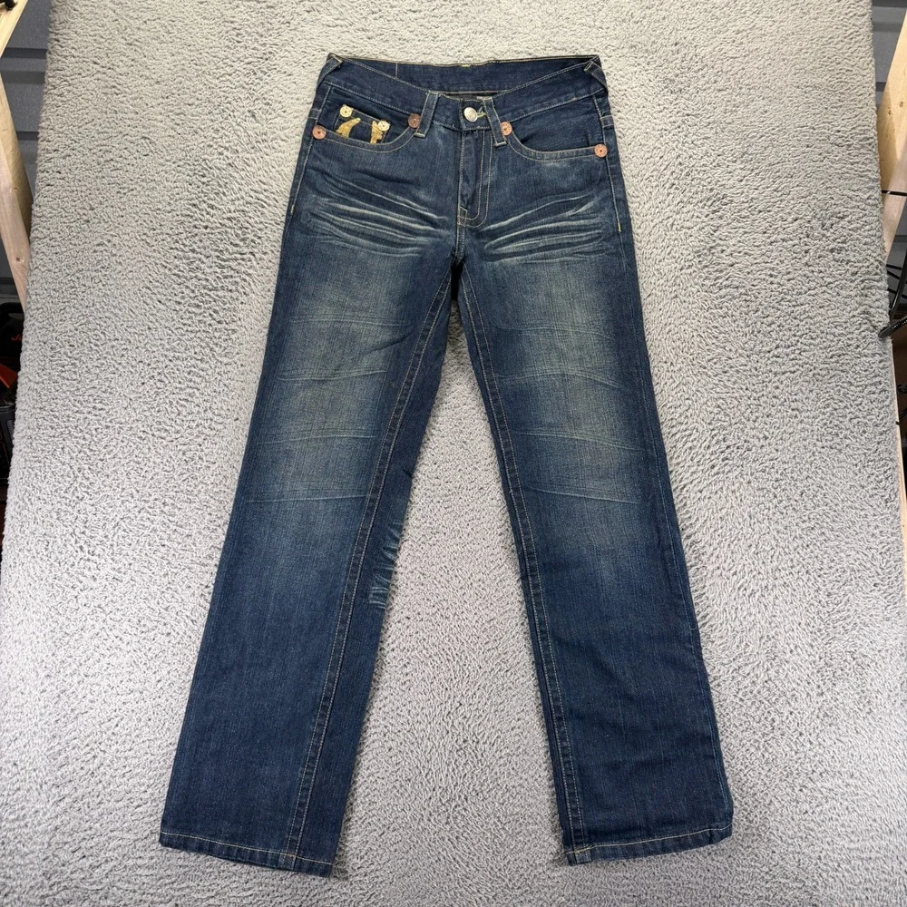 True Religion Jeans Mens 32x34 Blue‎ Cotton Denim Straight Workwear Faded Travel